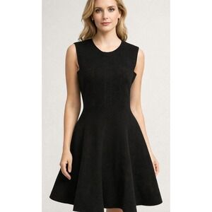 Ted Baker Black Textured Jacquard Ribbed Dress Date SZ US 4 Stretch Professional